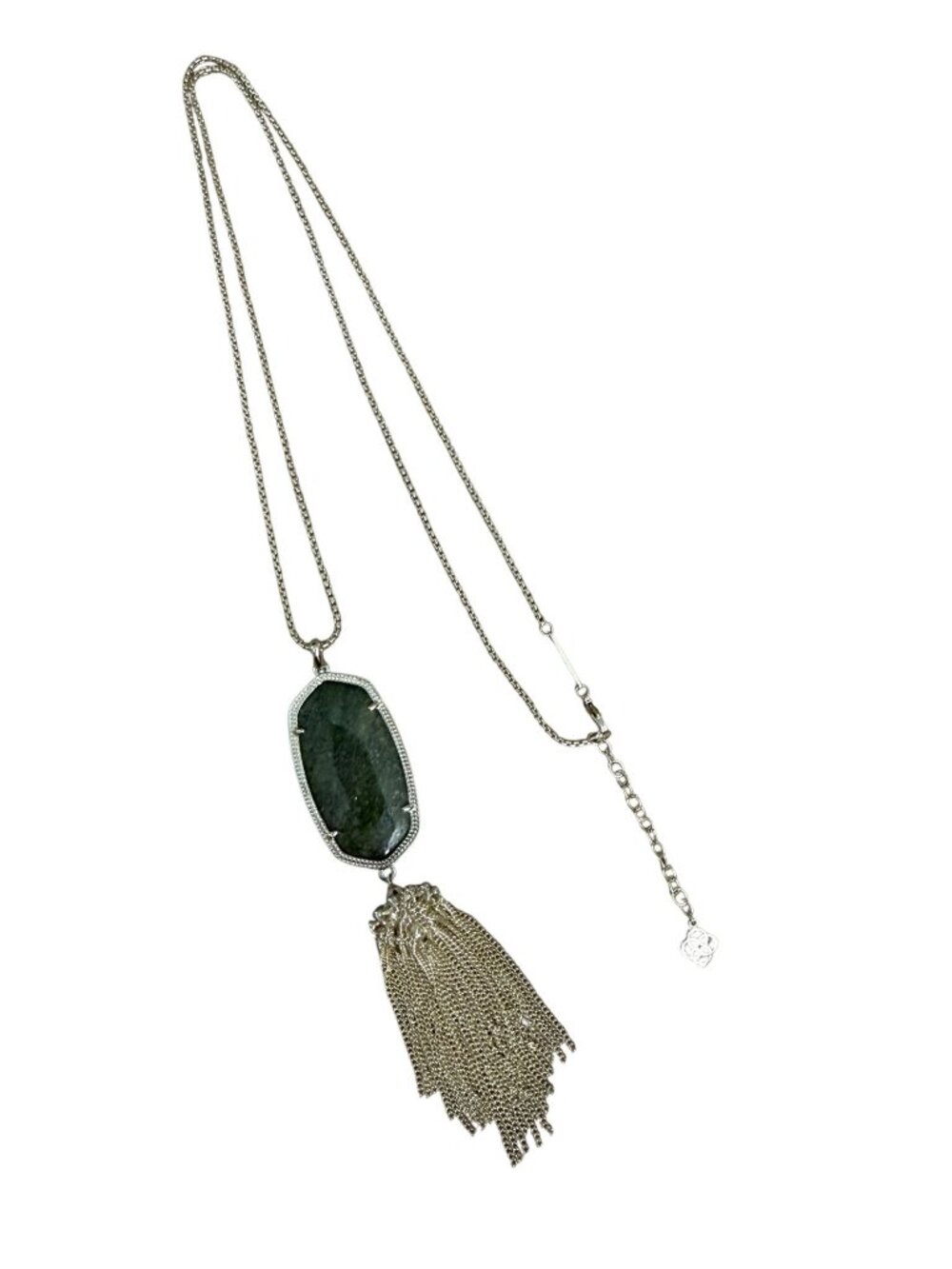 Kendra Scott Rayne Long Gold Necklace With Pyrite Stone & Tassel Pendant - Picture 4 of 13